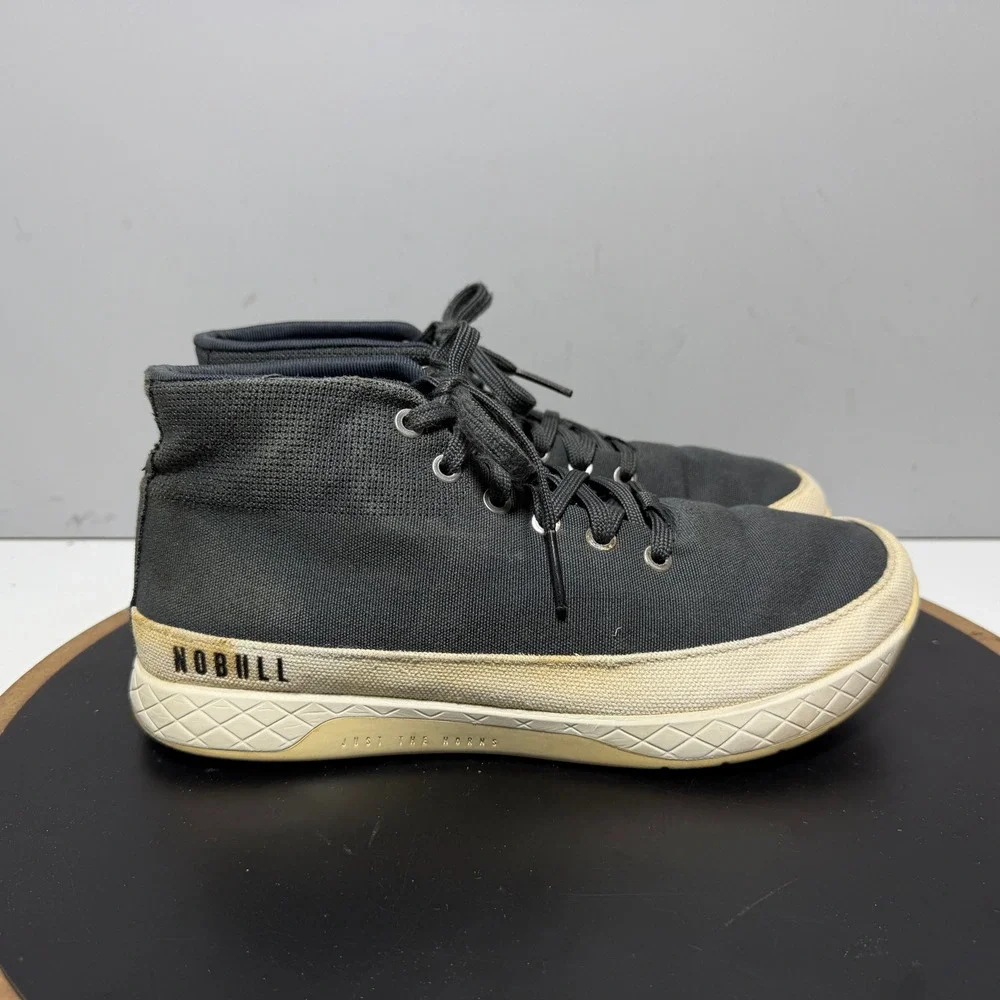 Nobull Canvas Mid Trainer Men 8.5 Women 10 High Top Charcoal Grey Black Crossfit